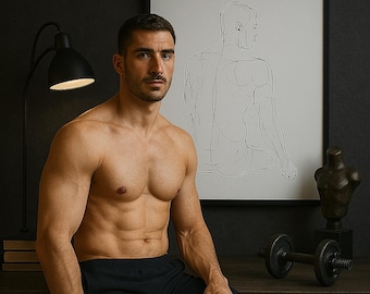 Póster de arte lineal con forma masculina, decoración LGBTQ para el hogar