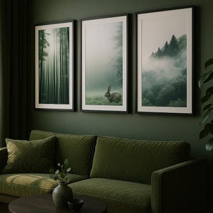 Green Forest Printable Wall Art Set – 5 Digital Nature Prints | Lush Woodland Landscape Decor | Instant Download