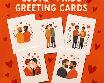 LGBTQ+ Pride Greeting Cards - Gay Love Illustrations, Stationery Set