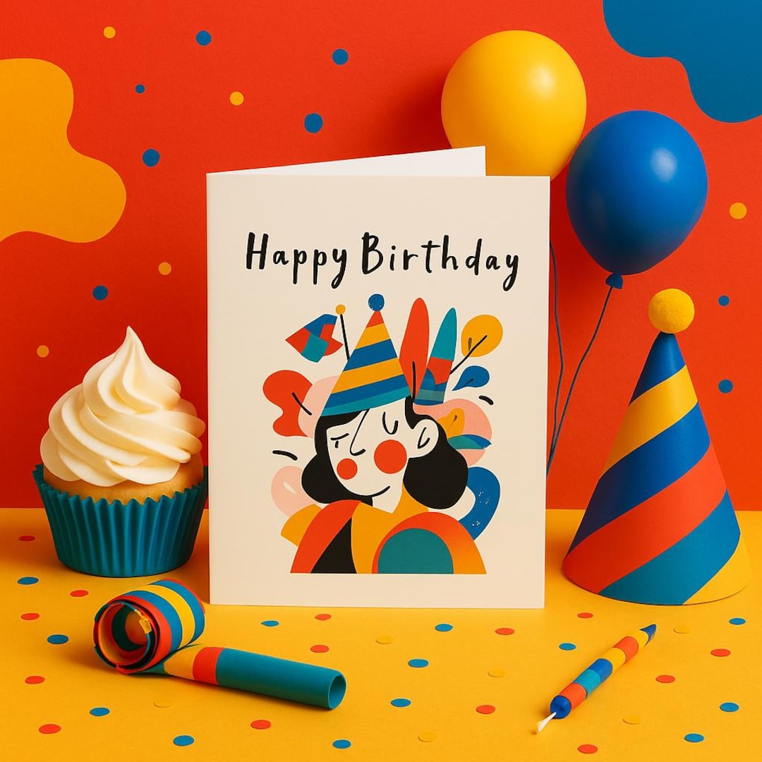 Abstract Female Birthday Card – Colorful Artistic Greeting | Unique ...