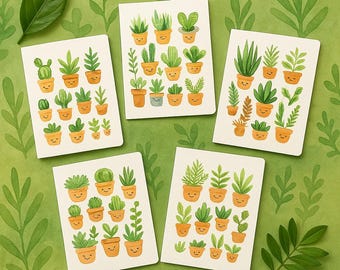 Plant-Themed Greeting Cards – 5 Pack Blank Note Cards | Botanical Stationery Set for Birthdays, Thank You & All Occasions