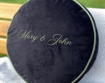 Personalized Embroidered Pillow, Custom Round Cushion, Accent Home Decor, Throw Pillow, Cozy Gift Idea, Housewarming Gift, Decorative Pillow