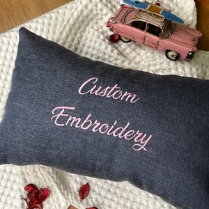 Custom Embroidery Pillow, Personalized Throw Pillow, Decorative Accent Pillow, Custom Pillow Cover with Needle Embroidery, Birthday Gift