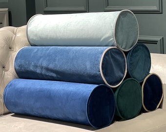 Personalized Velvet Pillow Covers With Piping, Smooth Bolster Pillow Covers in 20 Different Colors and Sizes (Only Cover), Gift for Home