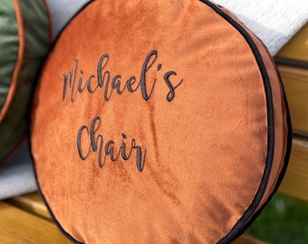 Custom Embroidery Pillow, Personalized Round Pillow, Bedroom Decor, Accent Pillow, Cozy Decor, Housewarming Gift, Personalized Gift