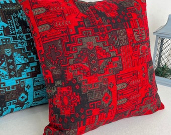 Turkish rug pillow, Handmade sofa pillow, Kilim pillow cover, Cushion cover