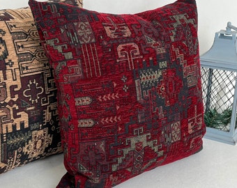 Turkish Rug Pillow Cover, Patterned Decorative Cushion, Ethnic Lumbar Pillow, Modern Couch Pillow, 18x18, 20x20, 22x22, Different Colors
