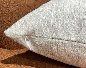 Beige Soft Woven Pillow Cover, Textured Pillow Case, Modern Designer Pillow, Boho Thick Pillow Fabric With 20 COLOR OPTIONS
