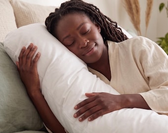 Organic Cotton Pregnancy Pillow, U Shaped Full Body Maternity Support, Comfortable Side Sleeper Cushion for Back Pain Relief