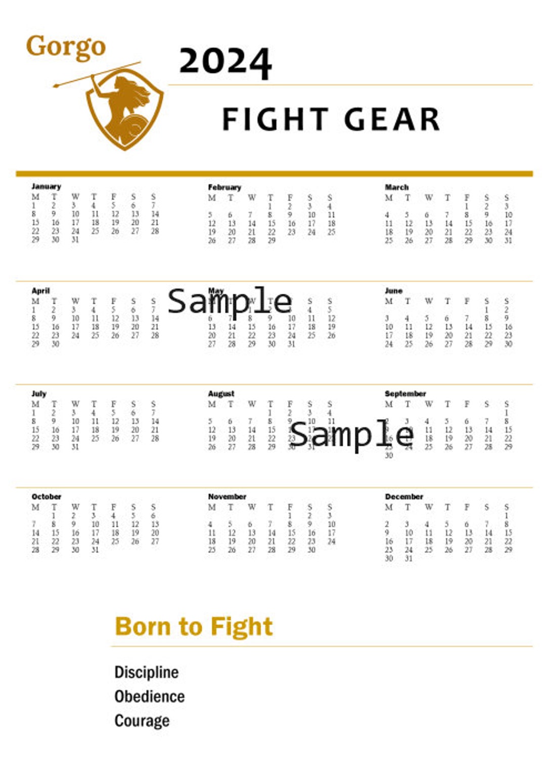 2024 Printable Wall Calendar Poster Size A2 I A3 Portrait Etsy