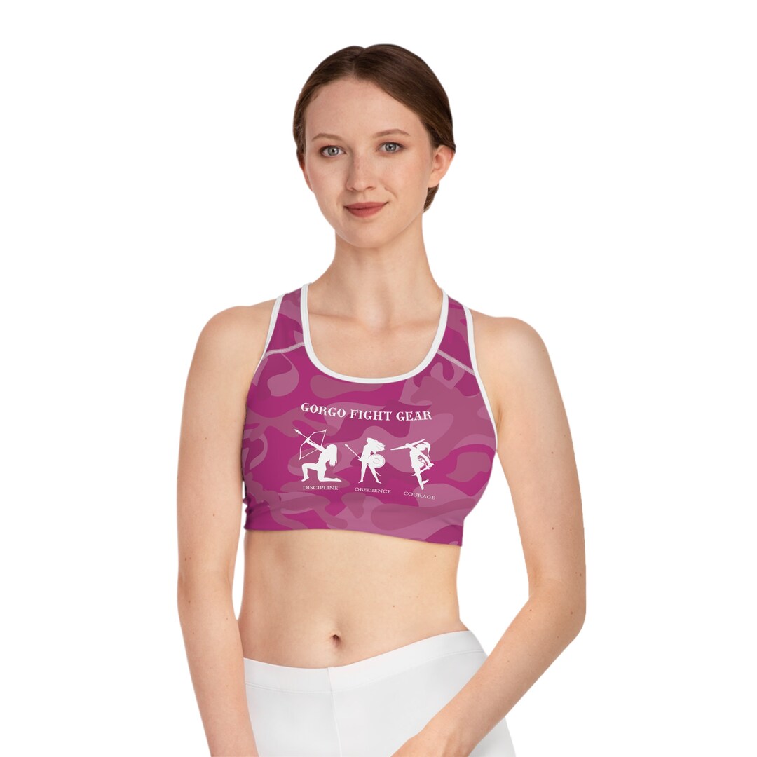 Grey Camouflage Print Sports Bra