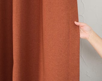 Panel de cortina 100 % opaco con aspecto de lino, tamaño personalizado, con forro y ojales en la parte superior.