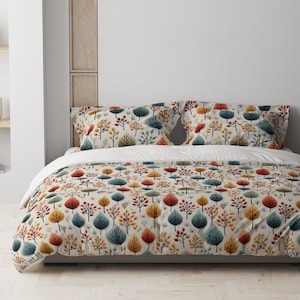 Leafy Fall Hues Duvet Cover -  Size King, Queen, Twin, Twin XL - Watercolor Illustration, Fall Colors