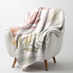 Enchanted Leafy Meadow Throw Blanket - Velveteen Plush Blanket, Couch Blanket, Home Decor, Seasonal Decor, Dorm Room Decor Boho