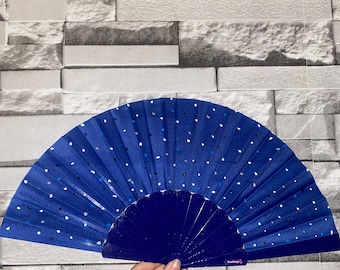 Blue with polkadots fan