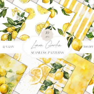 Motivi senza soluzione di continuità con limoni ad acquerello, motivi decorativi con limoni, motivo con agrumi estivi, carta digitale con limoni, clipart per carte, tessuti