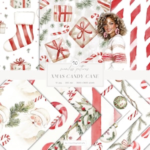 Christmas Candy Cane Seamless Paper: Holiday Patterns, Scrapbook Paper (Digital Download)