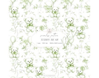 Chinoiserie Toile de Jouy Seamless Paper: Nursery Background, Pattern for Papers, Fabrics, POD (Digital Download)