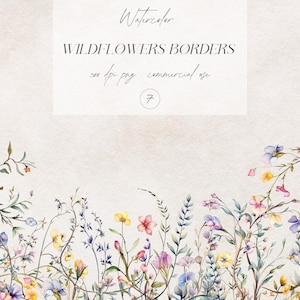 Watercolor Floral Borders Clipart Bundle, Wild Flowers Clipart, Watercolor Flowers PNG,  Premade Borders, Wedding Clipart, Digital Download