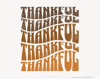 Thankful PNG: Retro Fall Vibes, Trendy Autumn Season Shirt Design, Thanksgiving Sublimation Png (Digital Download)