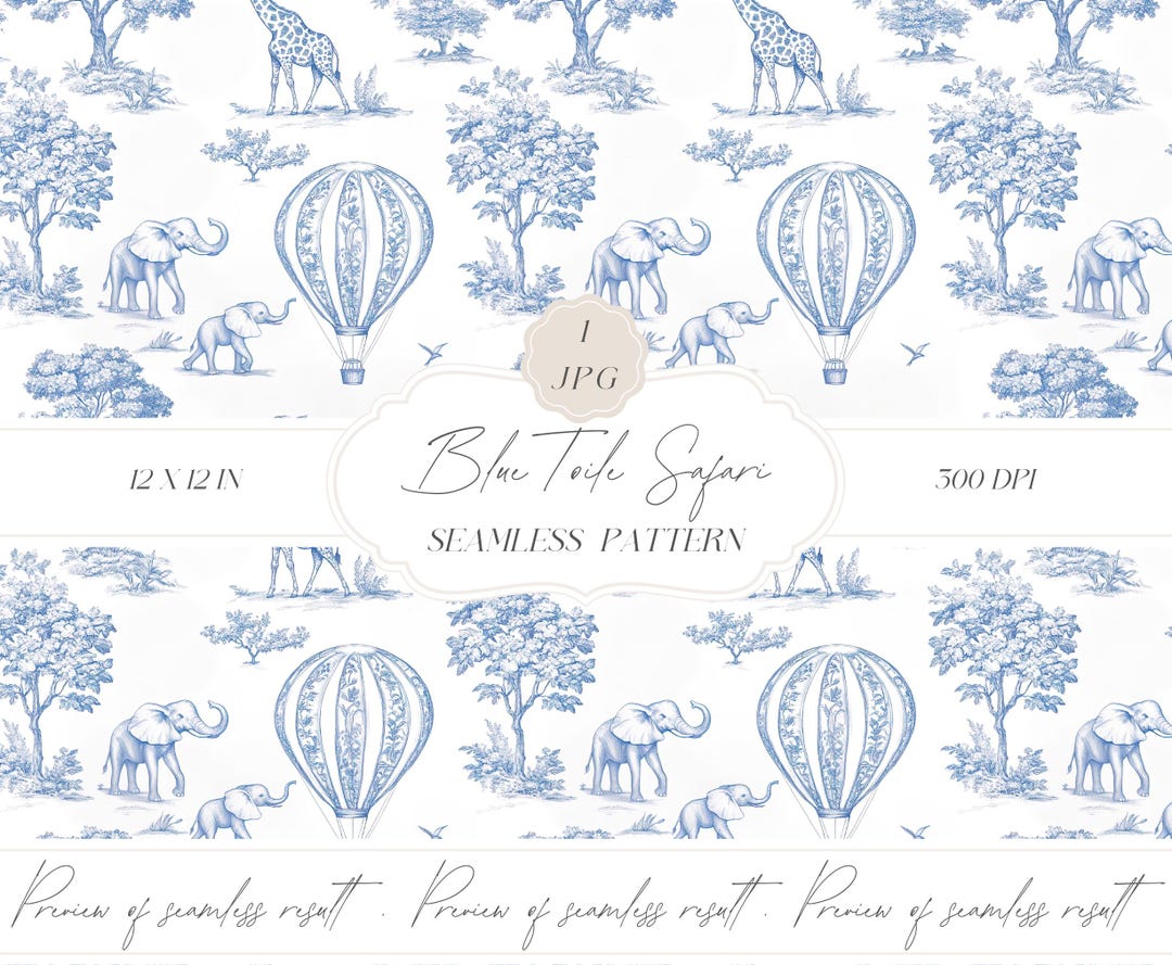 Dusty Blue Chinoiserie Toile De Jouy Seamless Pattern, Pattern for Kids ...