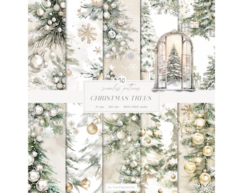 Christmas Trees Seamless Paper: Holiday Patterns, Scrapbook Paper (Digital Download)