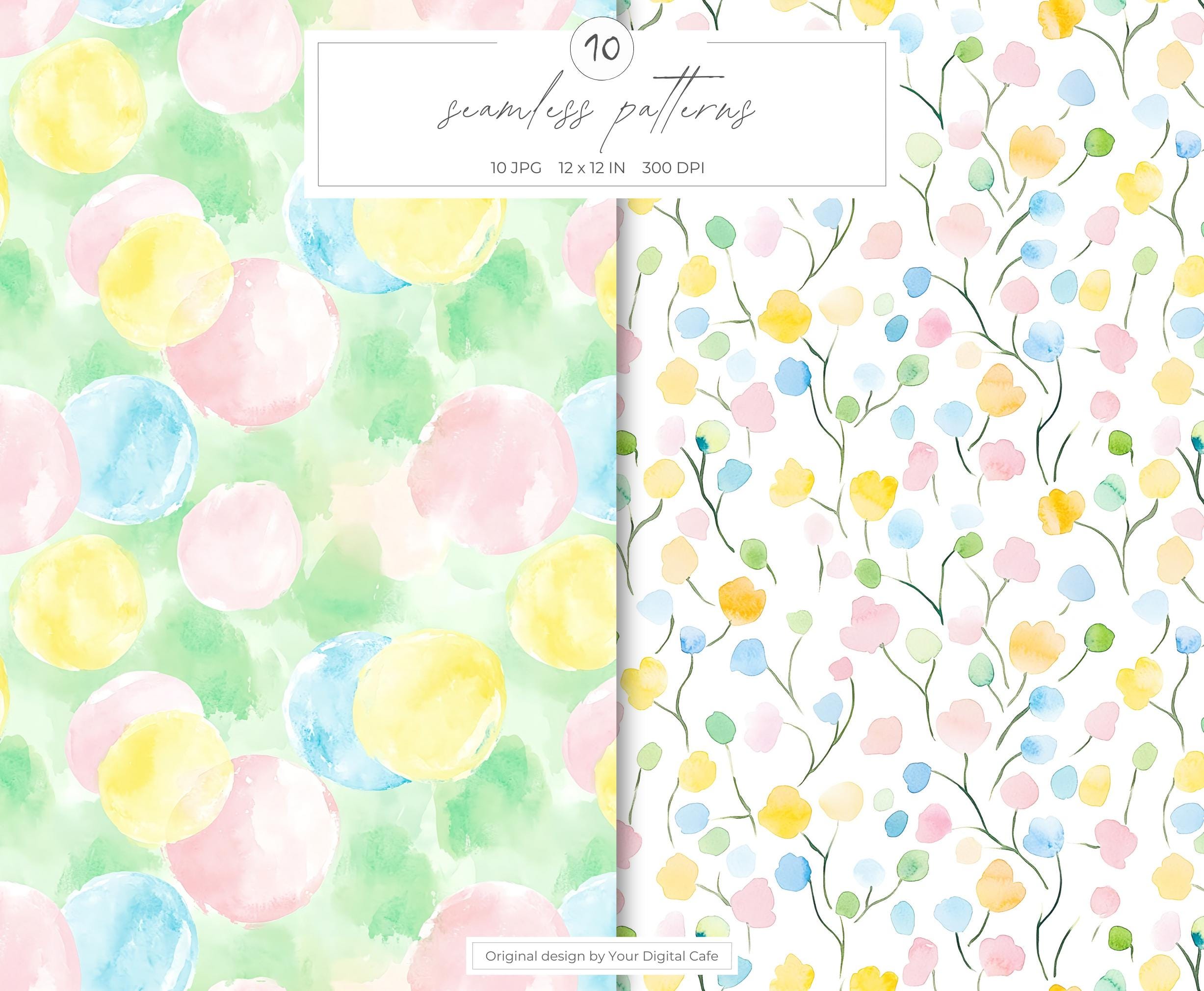 Spring Patterned Background Paper Pastel Seamless Paper: Spring Background, Summer Patterns, Scrapbook ...