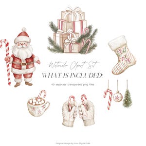 Gezellige kerst candy cane clipart: neutrale winter graphics, leuke kerst png, stickers illustraties (digitale download) afbeelding 4