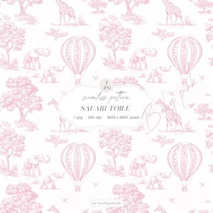 Papier sans couture rose chinoiserie toile de jouy : fond de chambre d'enfant, motif pour papiers, tissus, POD (téléchargement numérique)