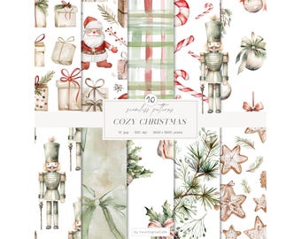 Christmas Seamless Paper: Holiday Patterns, Scrapbook Paper (Digital Download)
