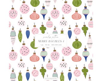 Christmas Bauble Seamless Paper: Holiday Pattern, Scrapbook Paper (Digital Download)