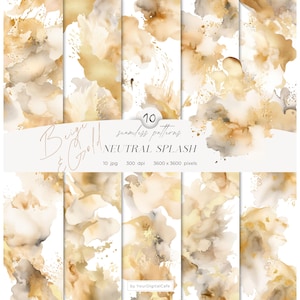 Watercolor Neutral Splatter Seamless Pattern: Splash Digital Papers, Abstract Background, JPG (Digital Download)