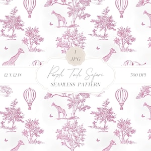 Chinoiserie toile de jouy naadloos patroon, kinderkamer achtergronden, olifant patroon, digitaal papier, instant download clipart voor papieren, stoffen