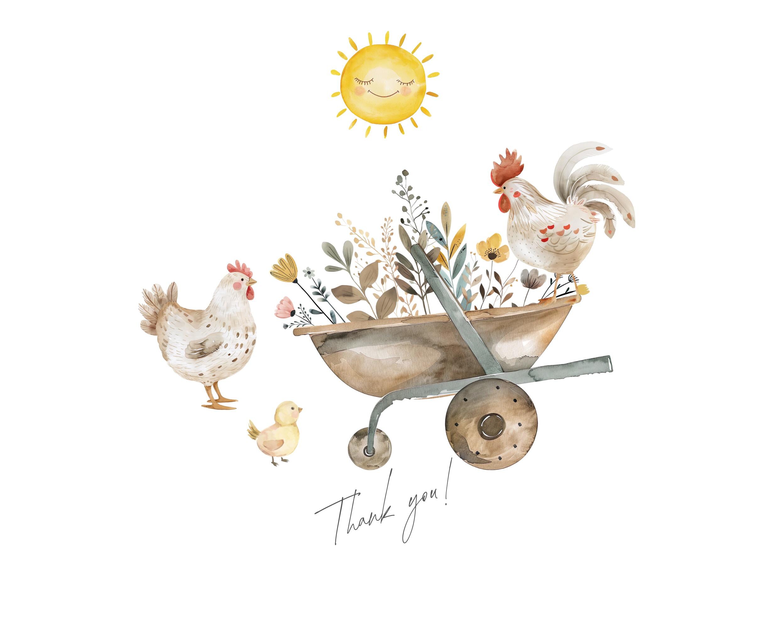 Watercolor Farm Animal Clipart Bundle: Goose Clip Art, Cute Mouse, Cows ...