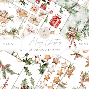 Modelli classici di Natale senza soluzione di continuità, modello festivo, carta digitale di Natale accogliente, graziosi modelli di Natale, biscotti di Natale, scrapbooking