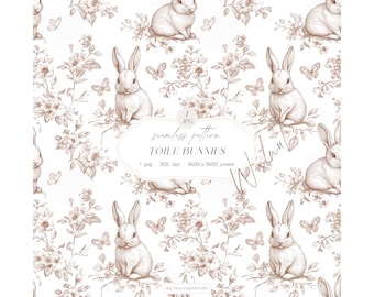 Chinoiserie Toile de Jouy Seamless Paper: Brown, Nursery Background, Pattern for Papers, Fabrics, POD  (Digital Download)