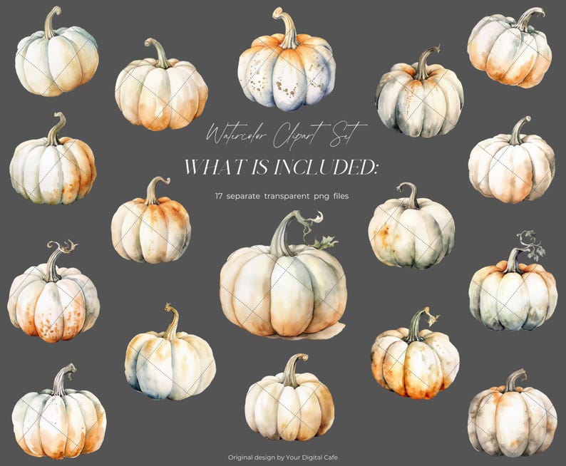 Watercolor Fall Pumpkins Clipart: Neutral Autumn Pumpkin PNG ...
