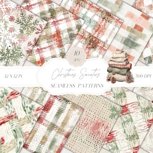 Klassische Weihnachten strickt Nahtlose Muster, Aquarell Texturen Digitales Papier, Neutrale Weihnachtstexturen, Wintermuster, Scrapbook Papier
