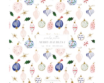 Christmas Ornament Seamless Paper: Holiday Pattern, Scrapbook Paper (Digital Download)
