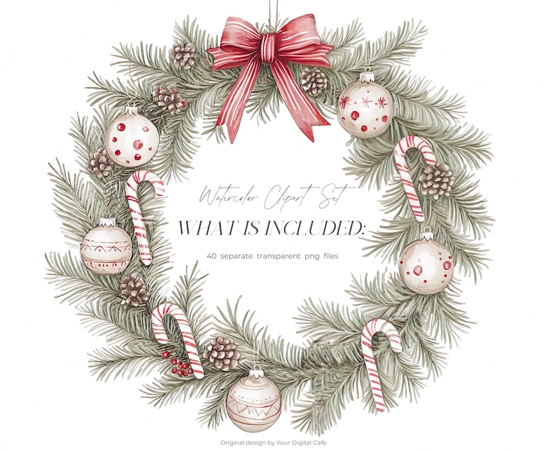 Gezellige kerst candy cane clipart: neutrale winter graphics, leuke kerst png, stickers illustraties (digitale download) afbeelding 8