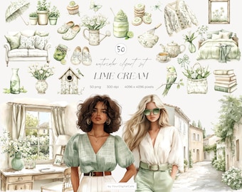 Watercolor Spring Clipart: Cozy Springtime Graphics, Meadow Flowers, Tulips, Floral Summer Illustrations (Digital Download)