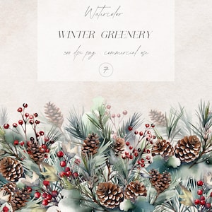Aquarell Winter Clipart, Weihnachten Botanicals, Winter Greenery Grafiken, Weihnachtscliparts, Einladungen PNG, Floral digitaler Download