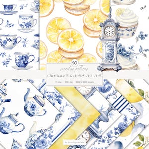 Chinoiserie Tea Time Seamless Paper: Spring Patterns, Scrapbook Paper, (Digital Download)