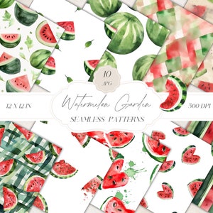 Süße Wassermelone Musterdesign, Aquarell Wassermelone Dekor Muster, Sommer, Digital Papier, Instant Download, Clipart für Papiere, Stoffe