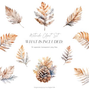 Watercolor Fall Leaves Clipart: Autumn Leaf PNG Bundle (Digital Download) image 8