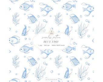 Blue Chinoiserie Toile de Jouy Seamless Paper: Nursery Background, Pattern for Papers, Fabrics, POD, & more (Digital Download)