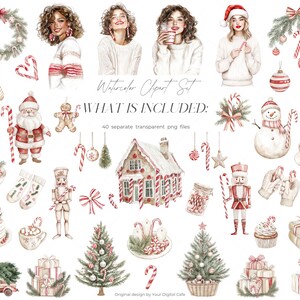 Gezellige kerst candy cane clipart: neutrale winter graphics, leuke kerst png, stickers illustraties (digitale download) afbeelding 9