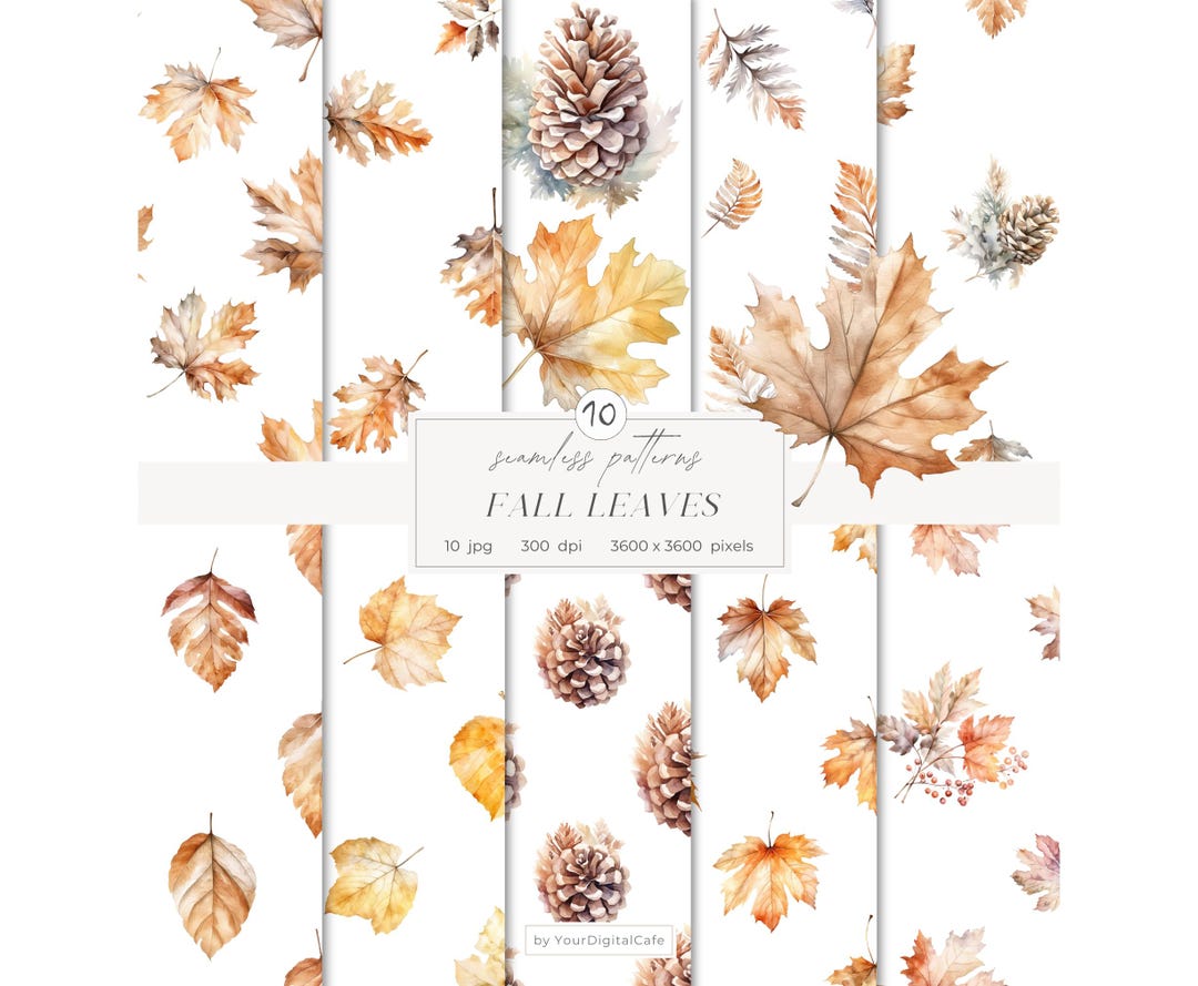 Watercolor Fall Leaves Seamless Pattern: Cozy Autumn Digital Paper ...