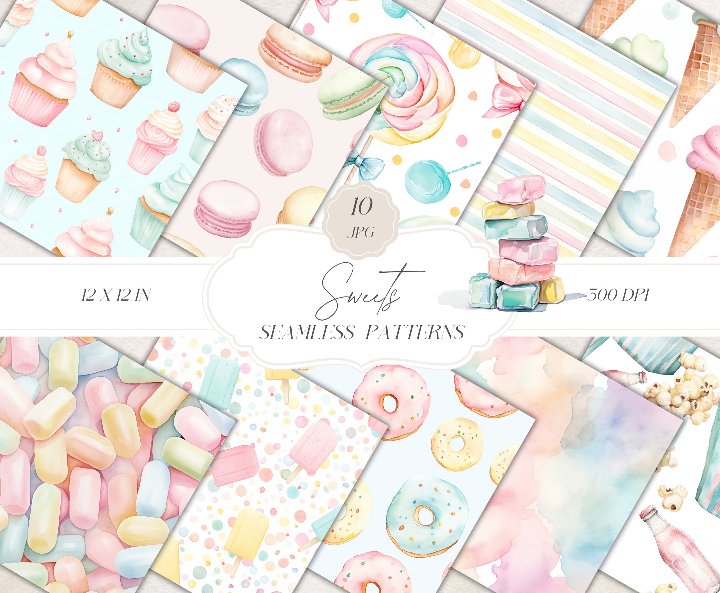 Pastel Candy Seamless Patterns, Candy Land Digital Download Digital ...