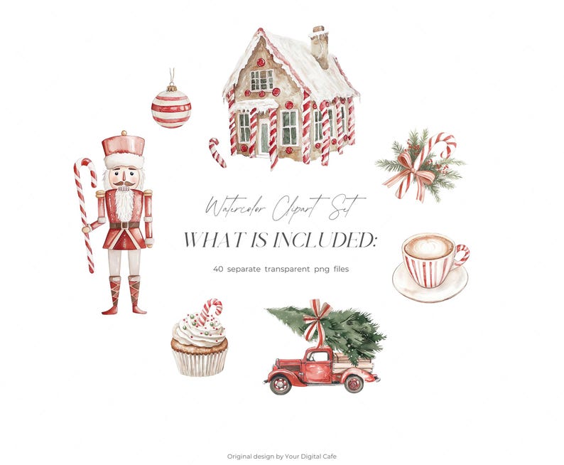 Gezellige kerst candy cane clipart: neutrale winter graphics, leuke kerst png, stickers illustraties (digitale download) afbeelding 7